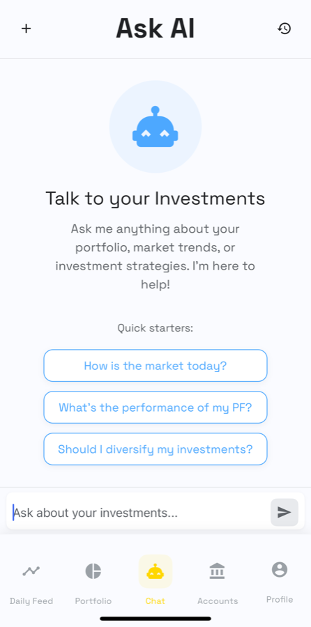 InvestInsights AI investment assistant interface